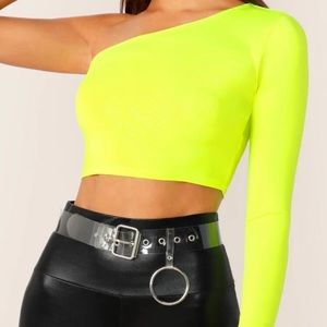 Neón one shoulder crop top